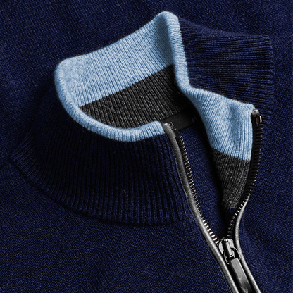 Greyson Men's Maltese Blue Sebonack 1/4 Zip Sweater